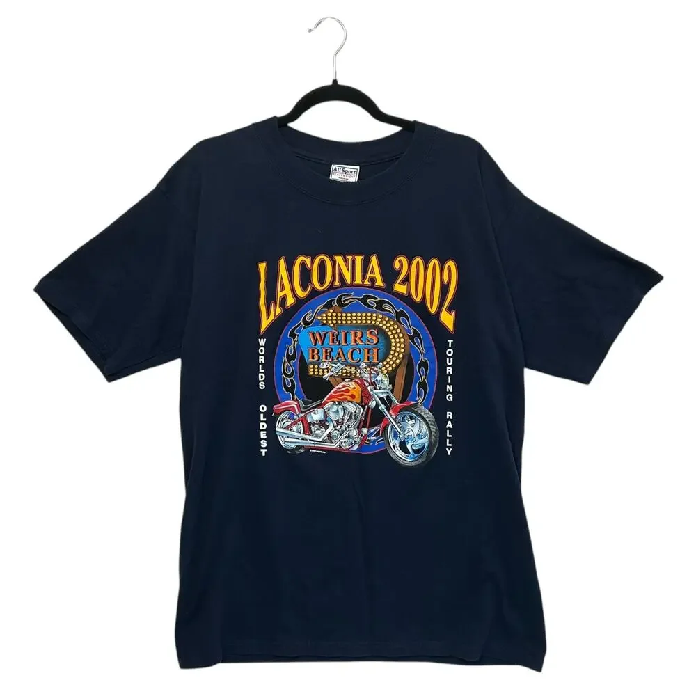 All Sport Laconia 2002 Weirs Beach T-Shirt Vintage Mens Sz XL Navy Y2K Americana - Picture 2 of 7